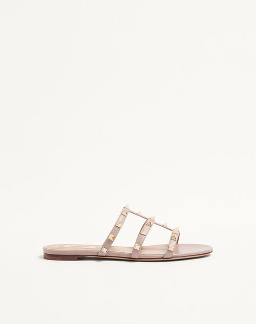 Valentino Garavani - Rockstud Flat Slide Sandal - Poudre - Woman - Sandals
